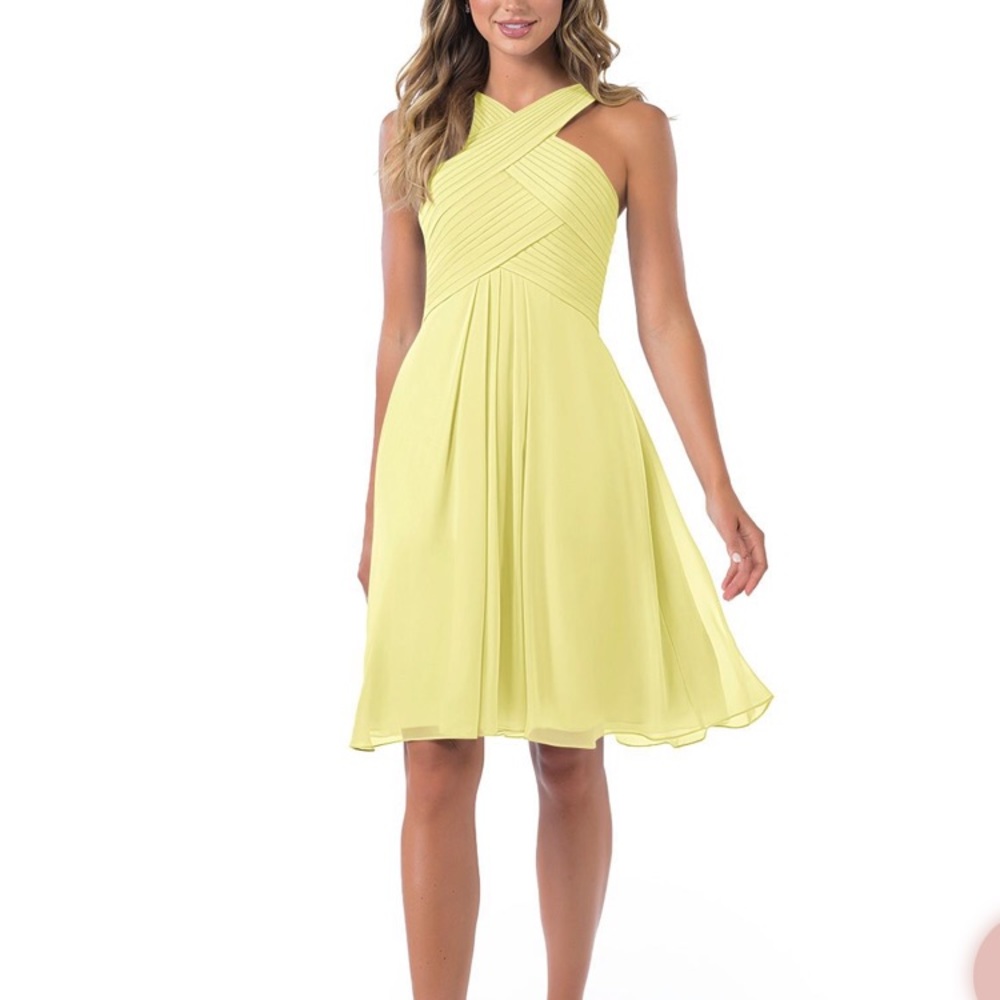 Costume option, bridesmaid dress, Azazie, daffodil, approx 14 short/ XL petite